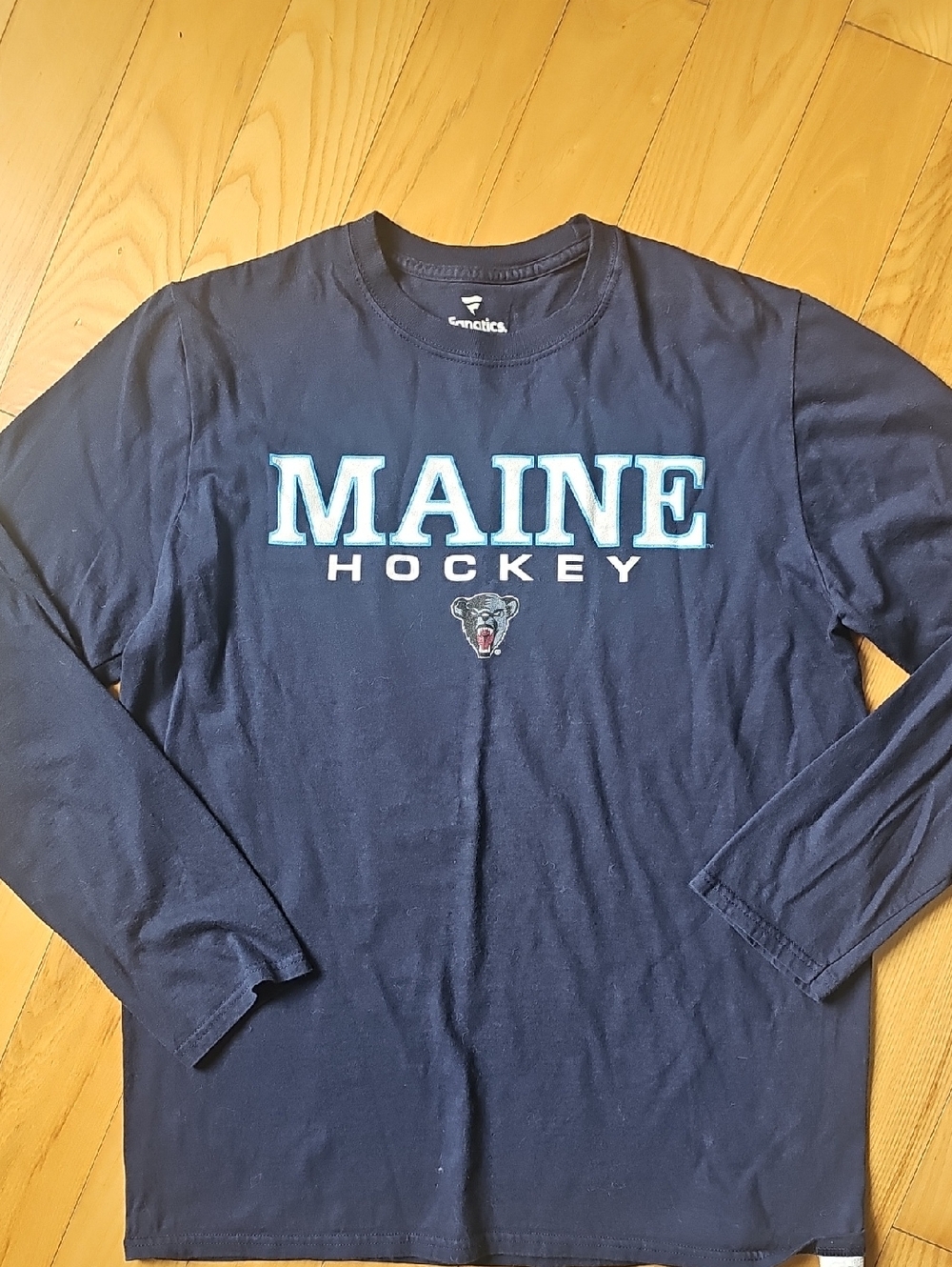 Fanatics Navy Maine Hockey Long-Sleeve Tee with Light Blue Lettering